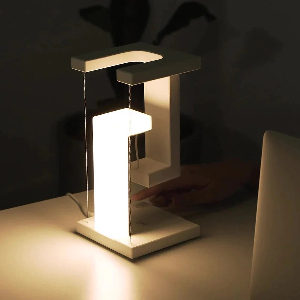 LED Anti-Gravity Night Light with Wireless Charging - Bedroom Lamp